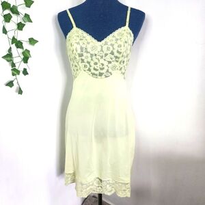 Vintage Vanity Fair Lime Green Lace Top Slip